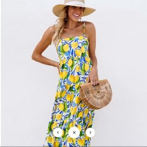 NWT Kenny Flowers Lemon Positano Dress Sz Medium M